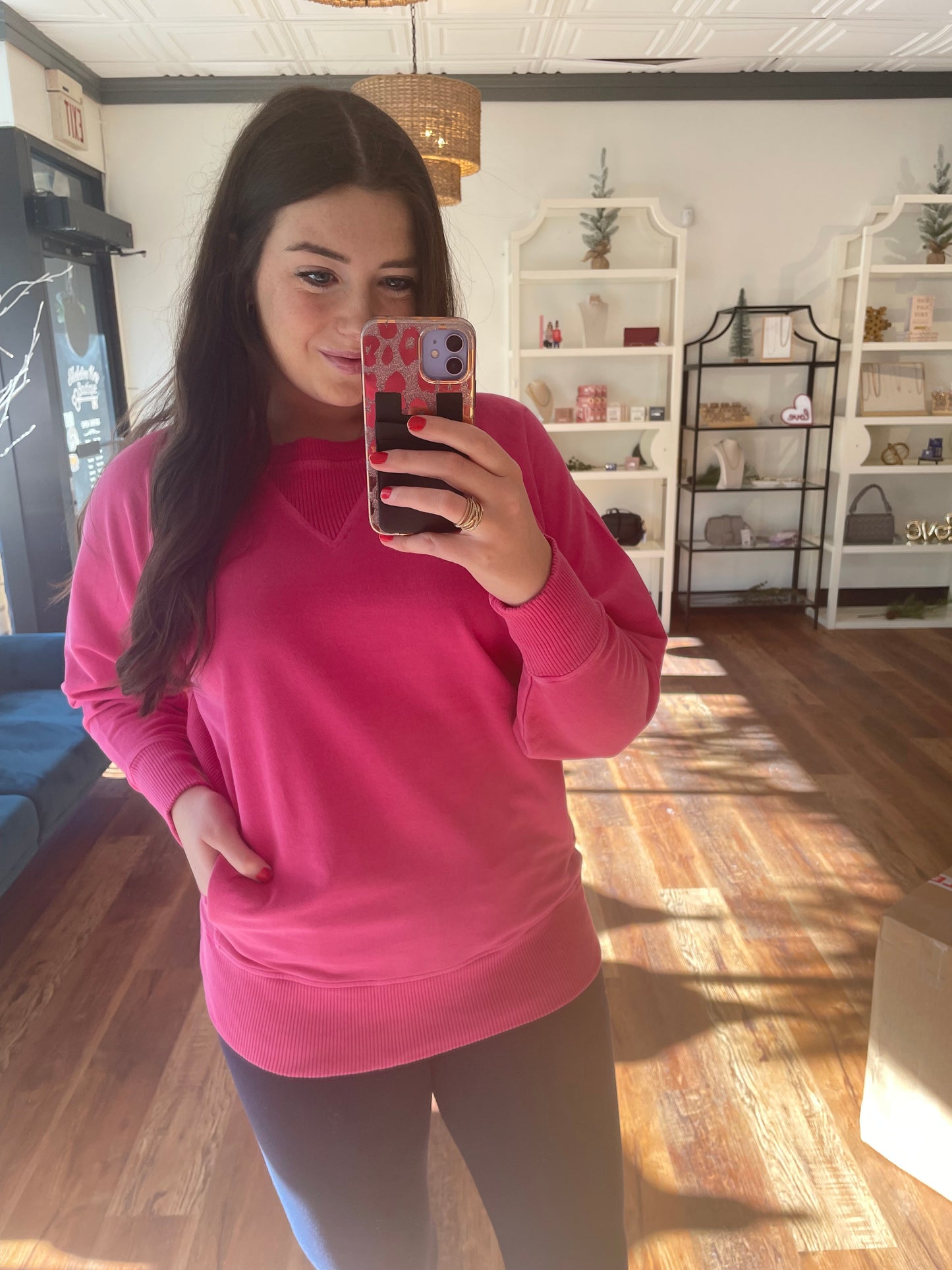 Hot Pink French Terry Sweatshirt