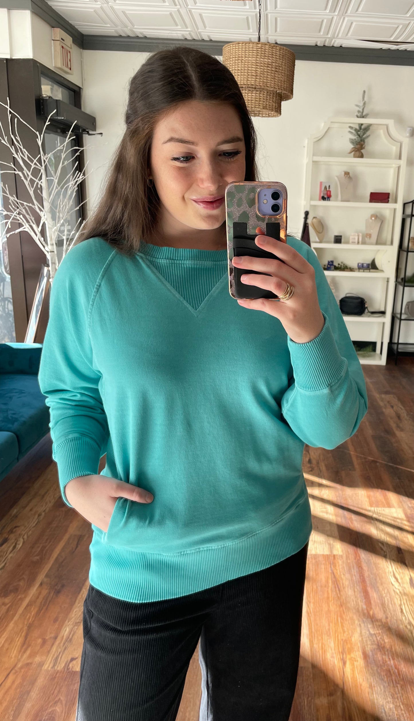 Turquoise French Terry Sweatshirt