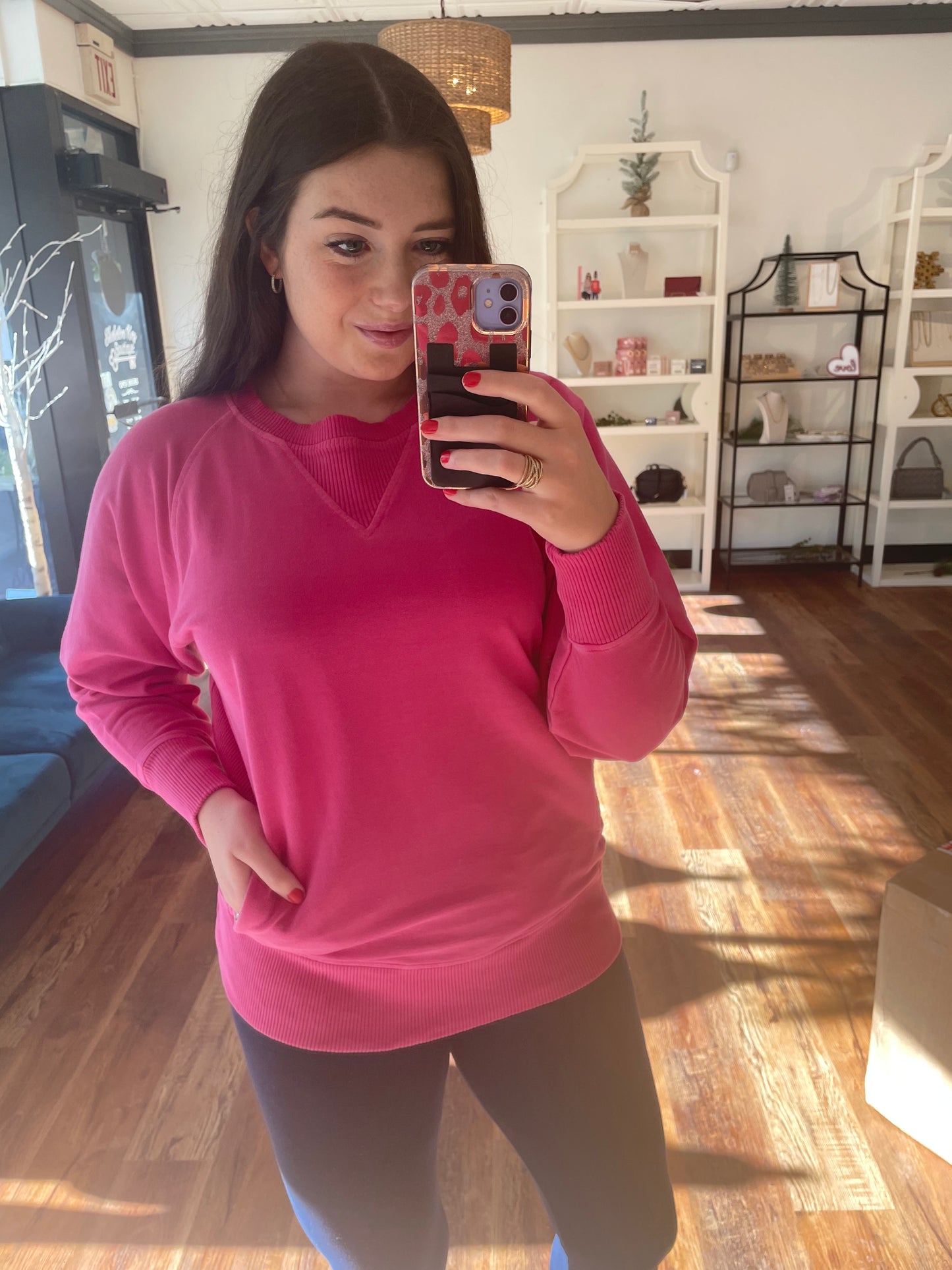 Hot Pink French Terry Sweatshirt