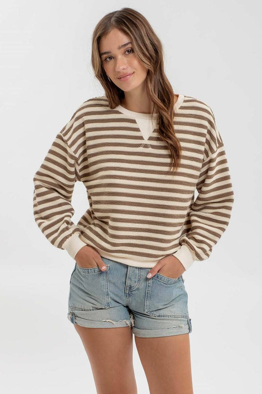 CONTRAST RIBBED RELAXED KNIT Top